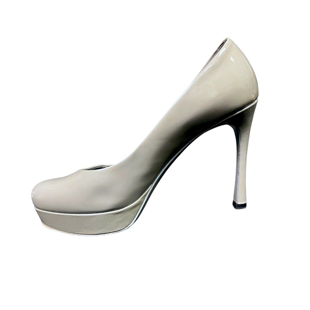YSL Saint Laurent Paris Women's 38.5 Olive Gray Patent Leather Pumps Heels - Picture 5 of 8